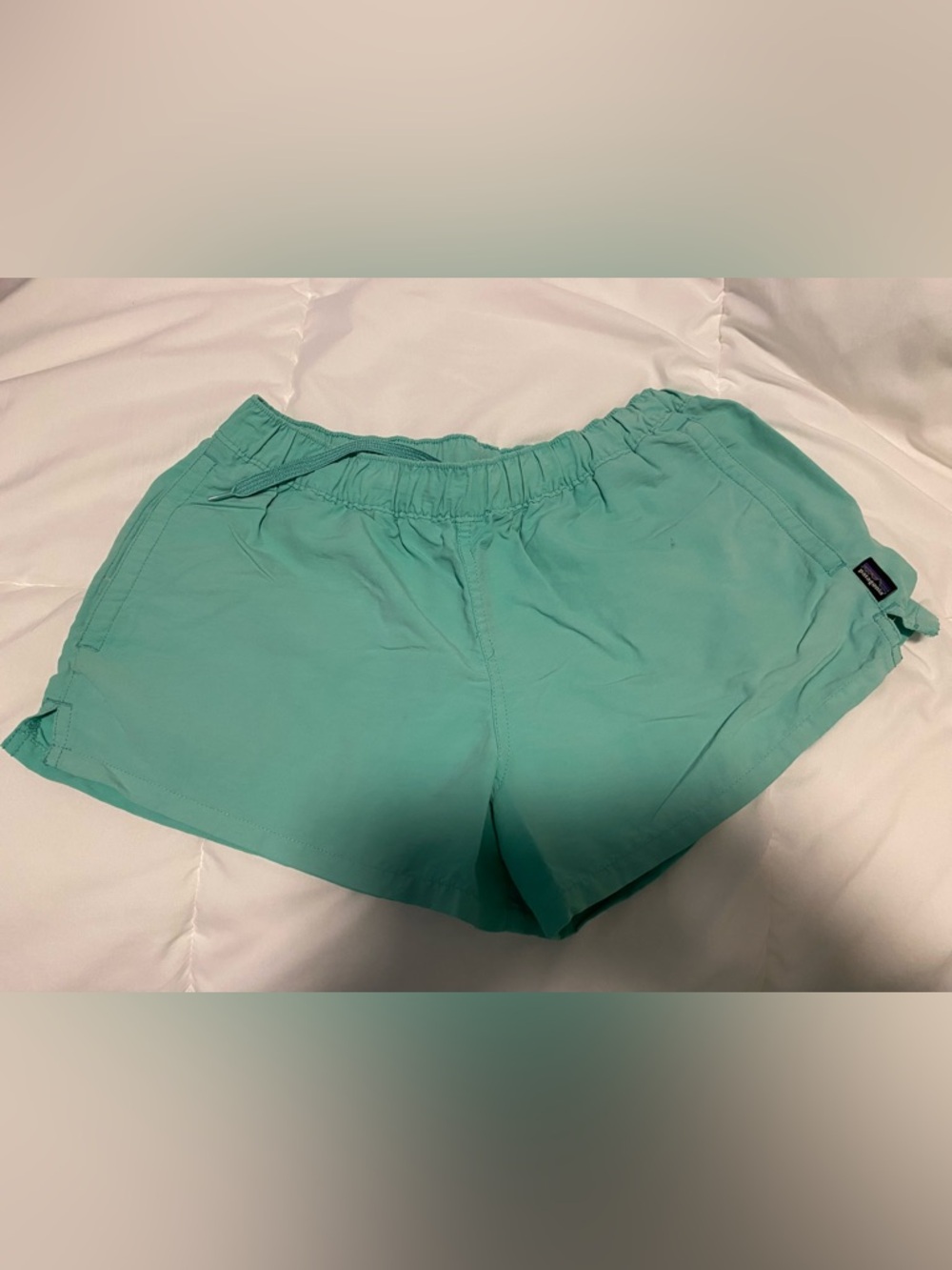 Patagonia Aqua Green Elastic-Waist Athletic Shorts